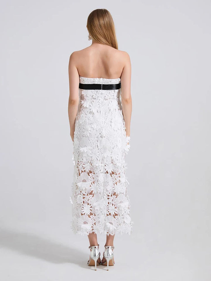 Fashionable High Waist Slim Lace Dress