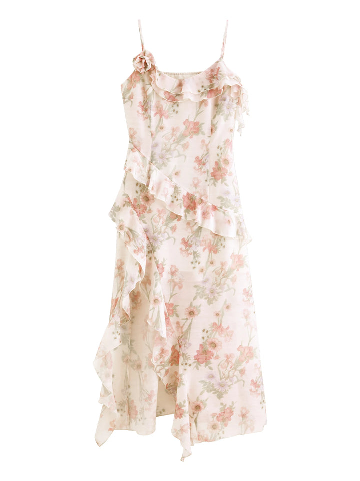 Beautiful Slimming Ruffled Printed Dress