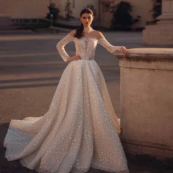 Stunning High Neck Wedding Gown
