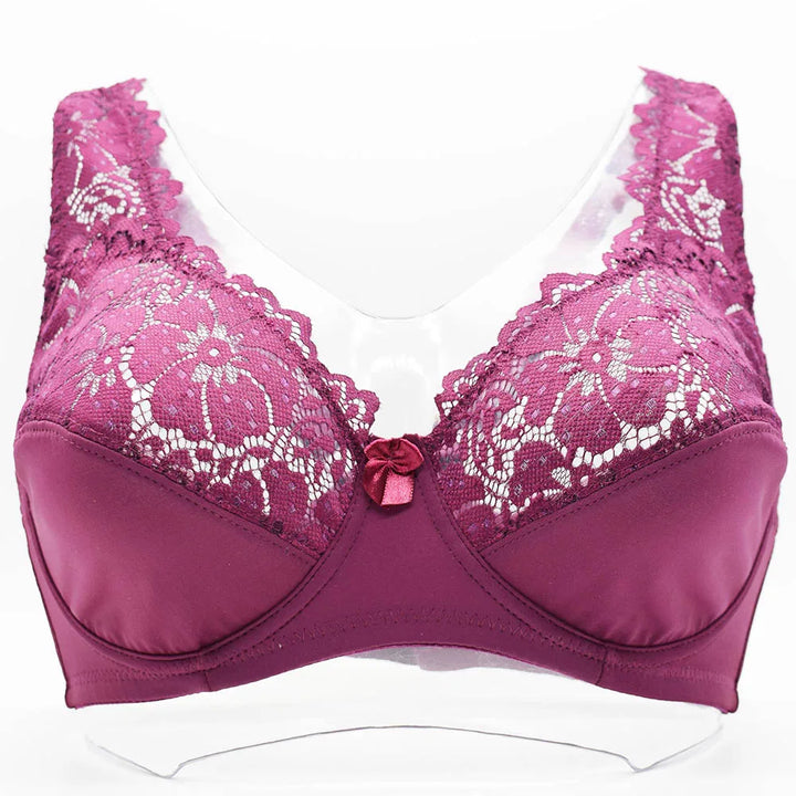 Wine red lace embroidered women&