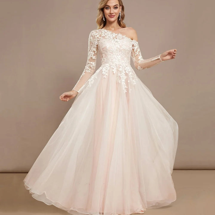 Sweet Illusion Sleeves A-Line Bridal Dress