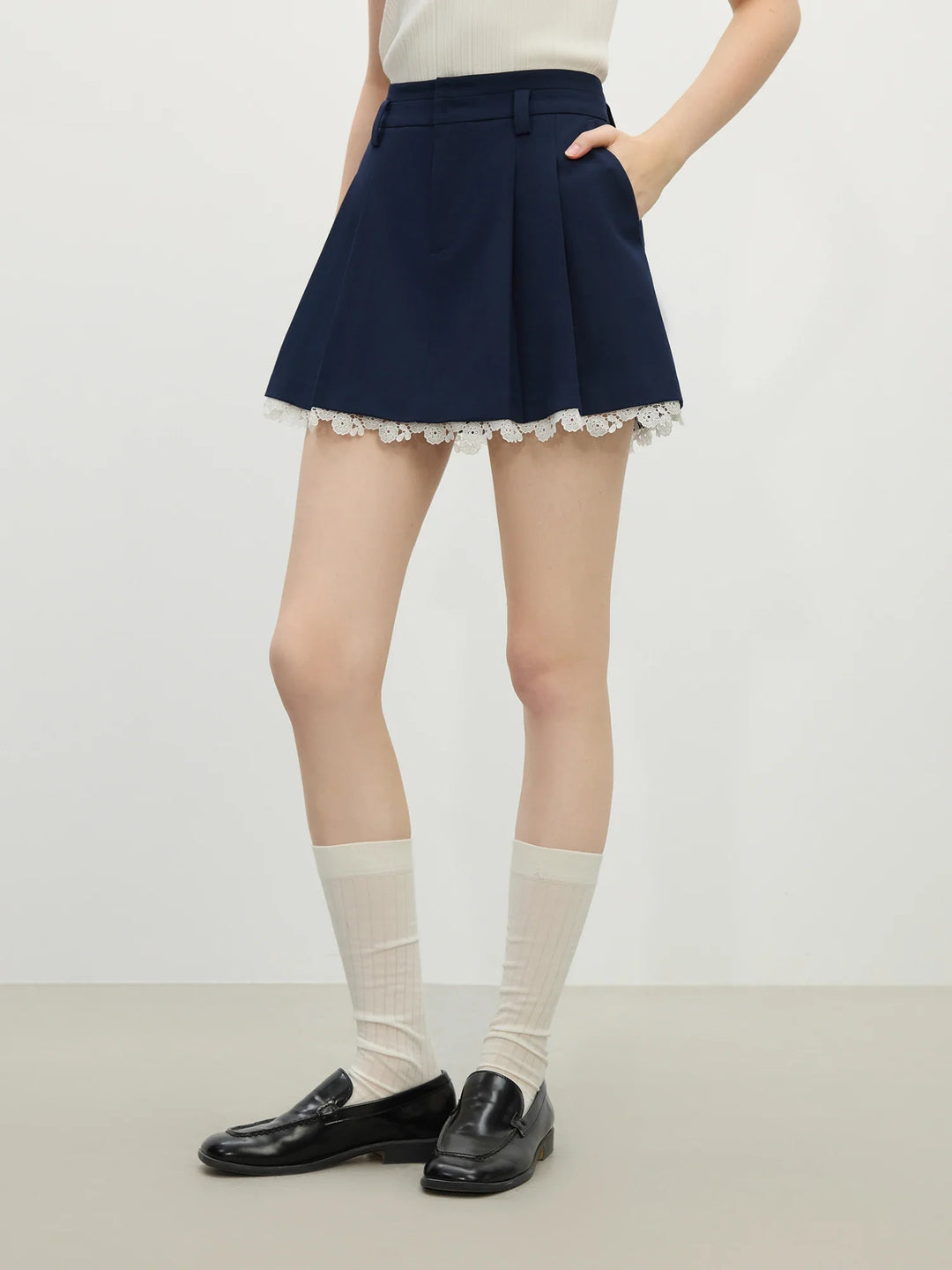 Trendy A-line Pleated Mini Skirt