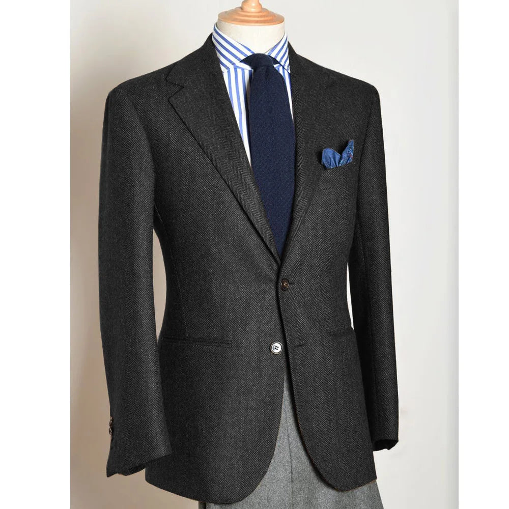 Stylish Korean Men's Herringbone Blazer