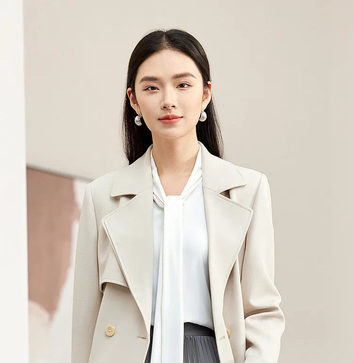 Double-lapel Belted Trench Coat