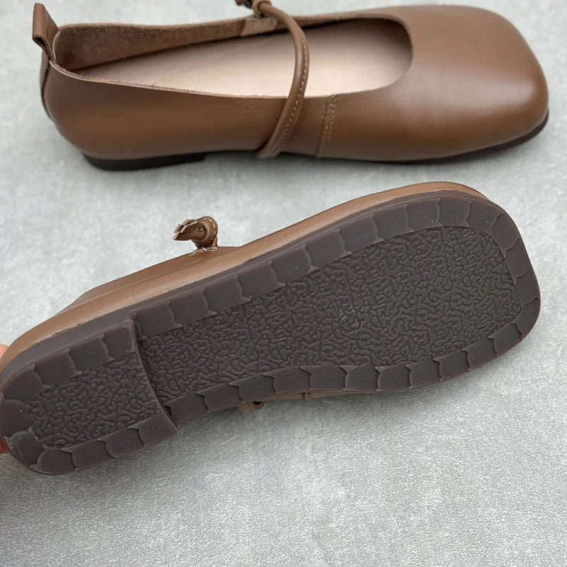 Classic Square Toe Soft Leather Flats