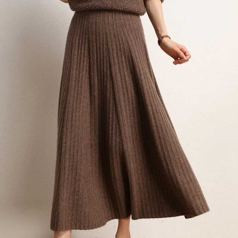 Timeless A-Line Midi Cashmere Skirt