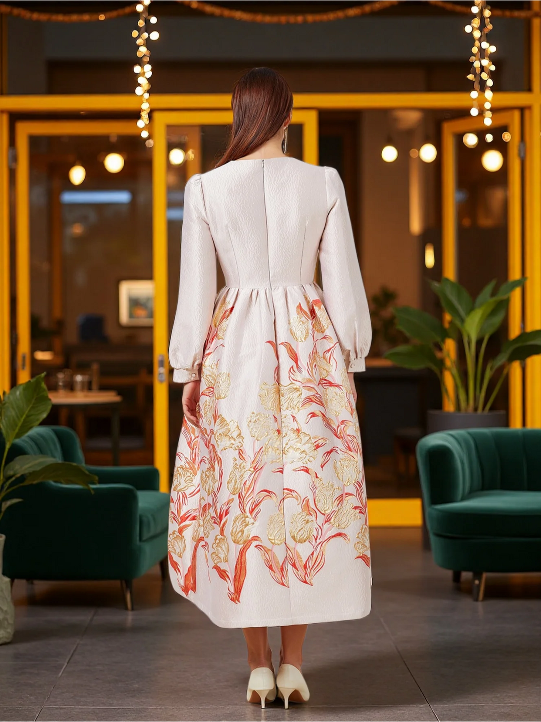 Sweet Round-neck Floral Party Dress