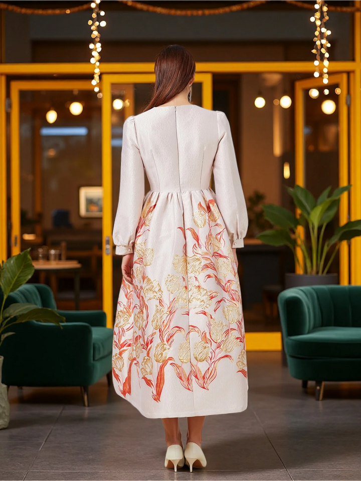 Sweet Round-neck Floral Party Dress