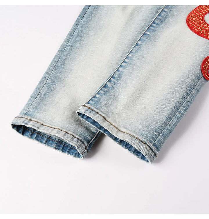 Fancy Tapered Distressed Denim Pants