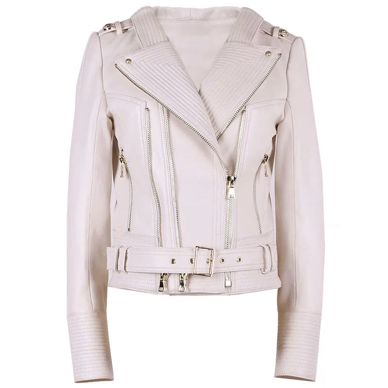 Double Zipper Real Leather Jacket