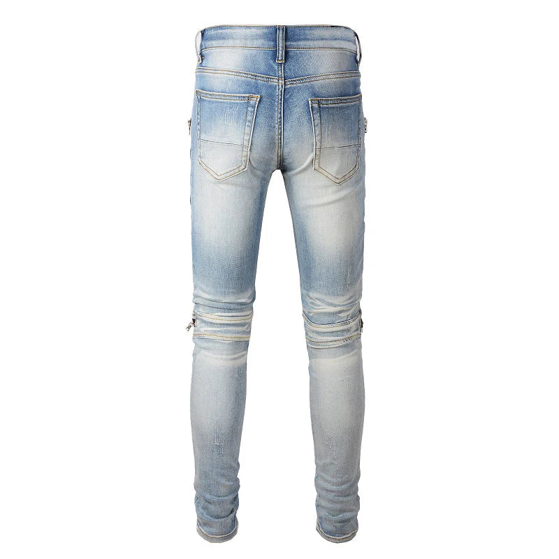 Retro Light Fitted Denim Jeans Pants
