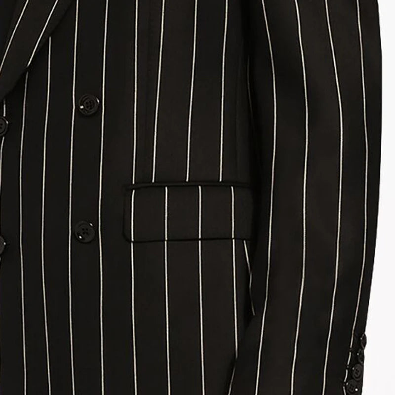 Double Breasted Striped Casual Blazer