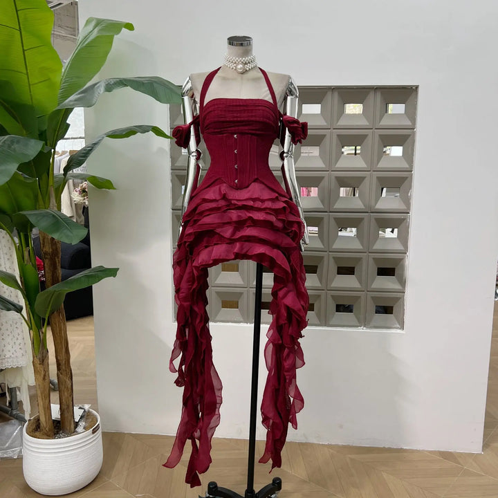 Gorgeous Three-Piece Halter Skirt Dress