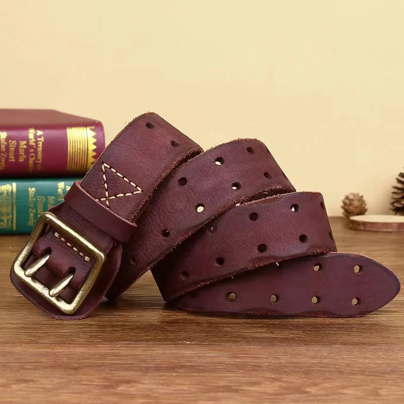 Double Needle Pure Leather Belt