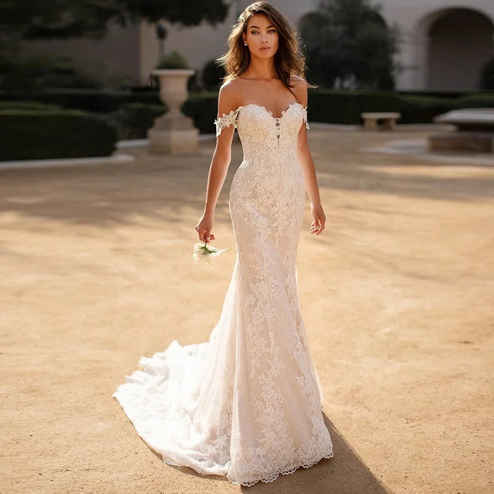 Appealing Off-Shoulder Bridal Gown