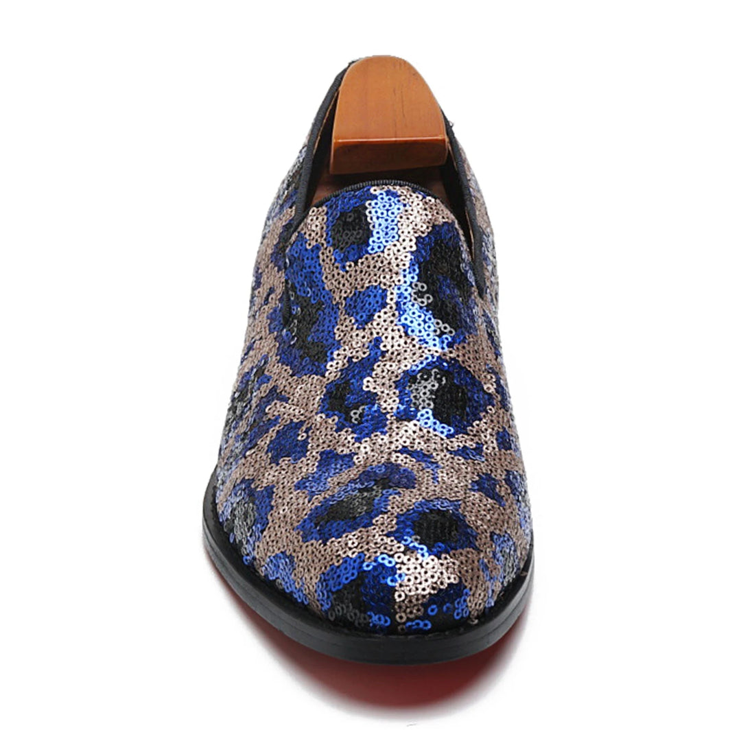 Blue Sequin Men's Fashion Shoes