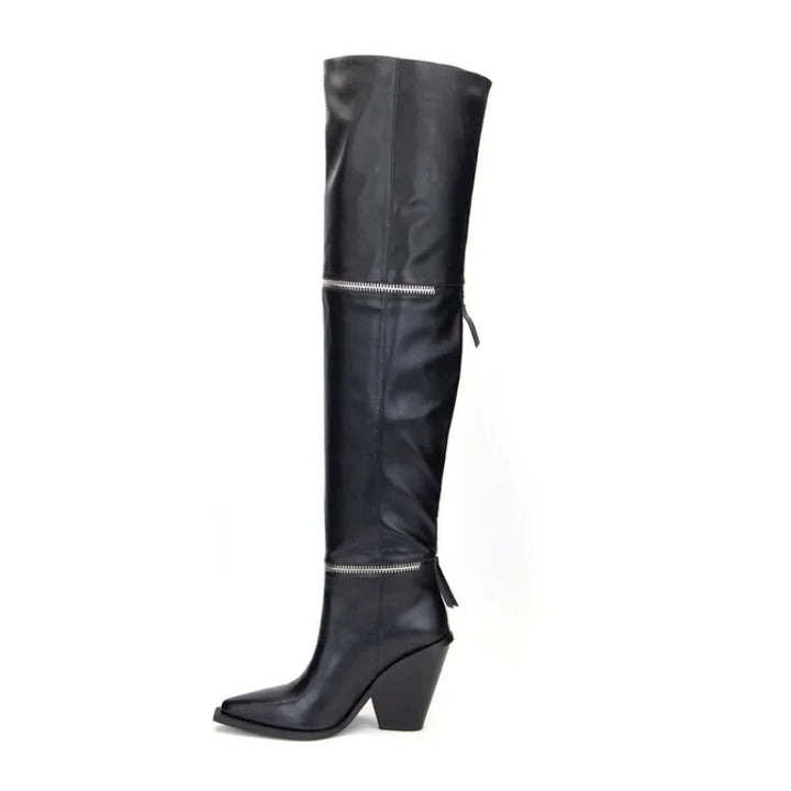 Gothic Over-the-Knee Pull-On Boots