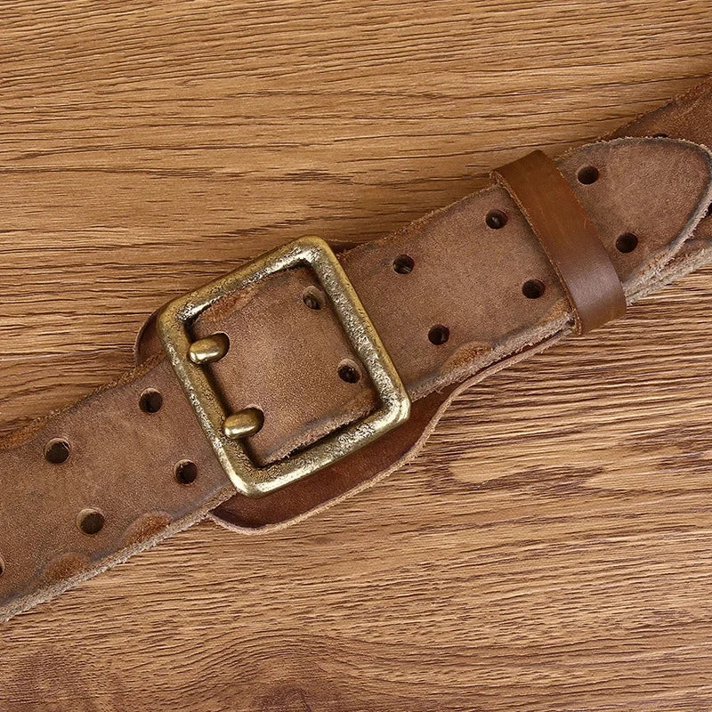 Double Needle Pure Leather Belt