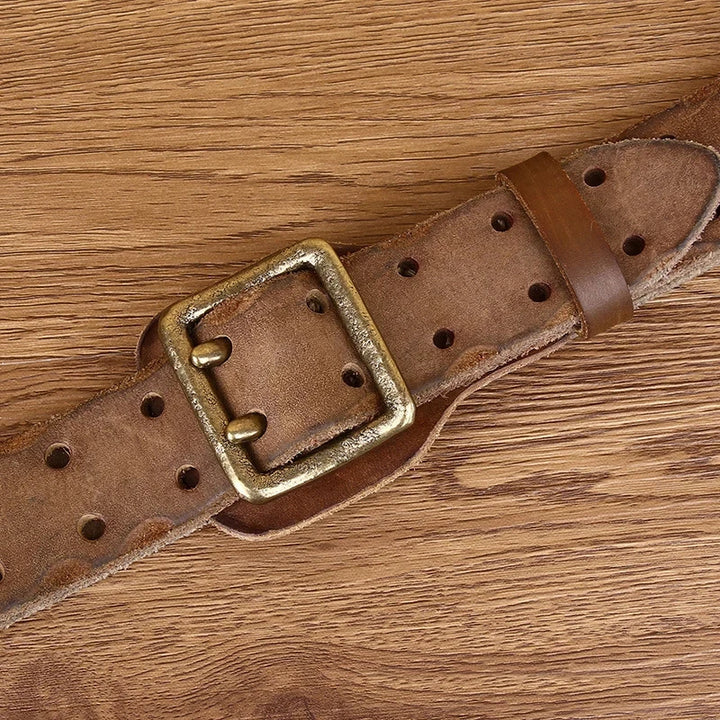 Double Needle Pure Leather Belt