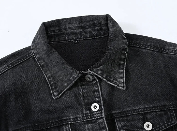Classic Lapel Single-breasted Denim Coat