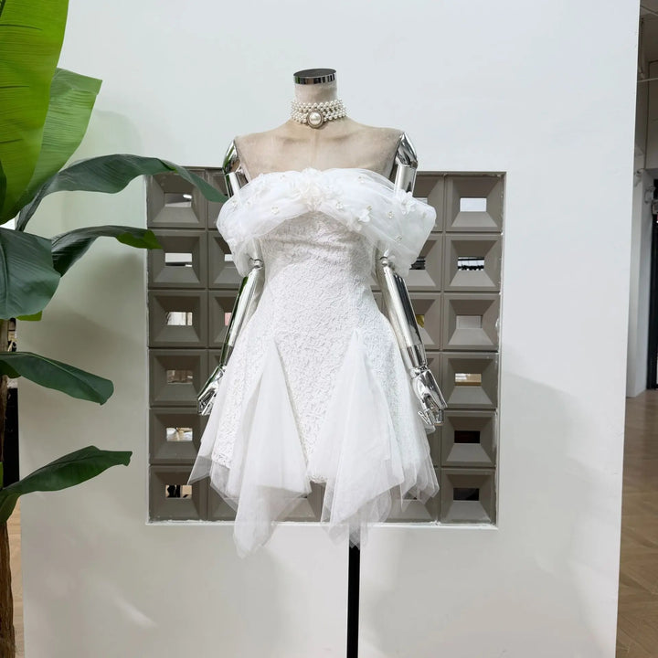 Alluring 3D Floral Tulle Mini Dress