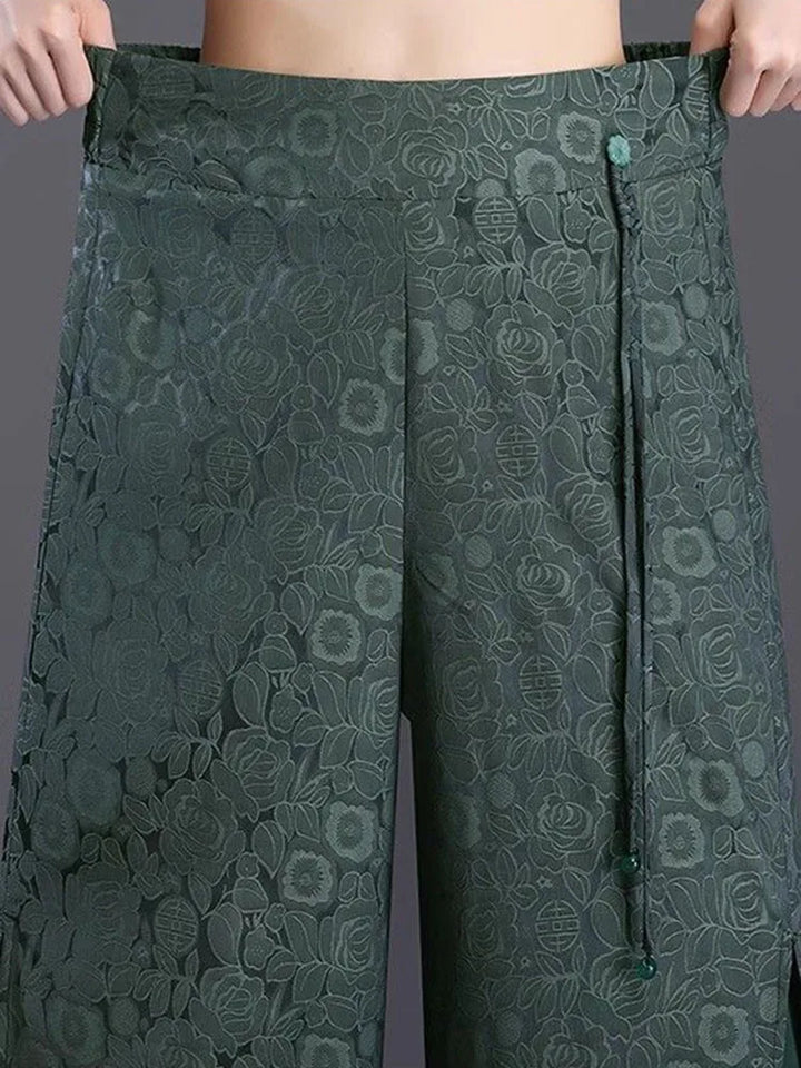 Pantalon large en jacquard fendu pour femme, décontracté, taille haute, ample, droit, printemps-automne, longueur cheville, Calca, nouveau