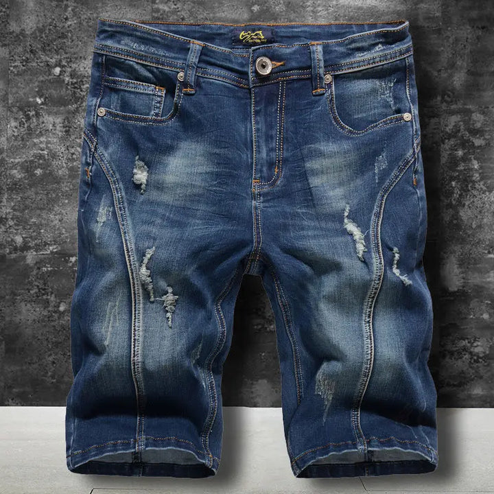 Trendy Elastic Ripped Splicing Denim Pants