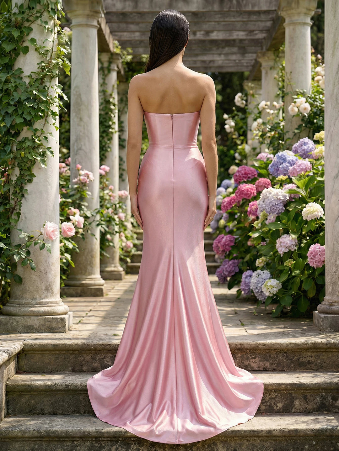 Glamorous Drape High Slit Gown