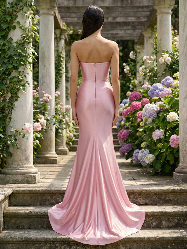 Glamorous Drape High Slit Gown