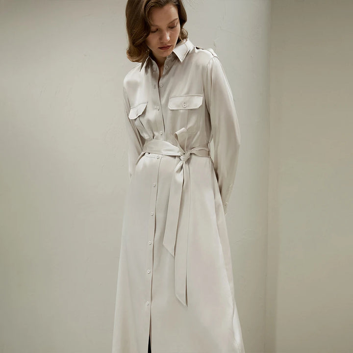 Trench-Style Silk Dress