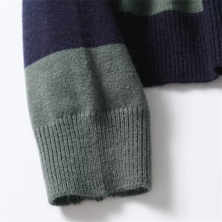 Stylish Striped Polo Sweater