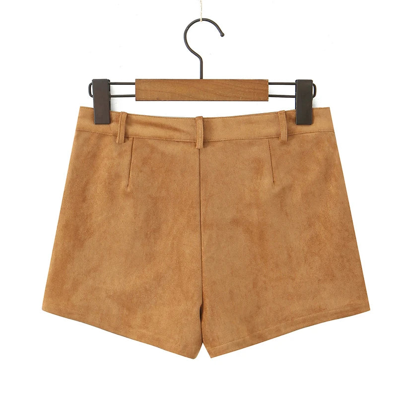 Luxury High Waisted Faux Suede Shorts