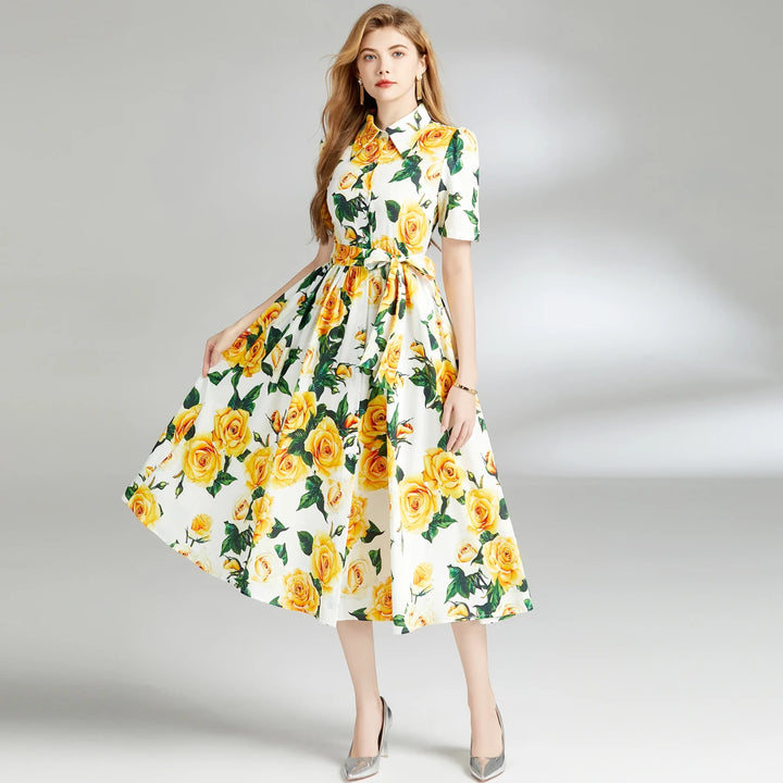 Timeless Elegance Printed Boho Flower Dress
