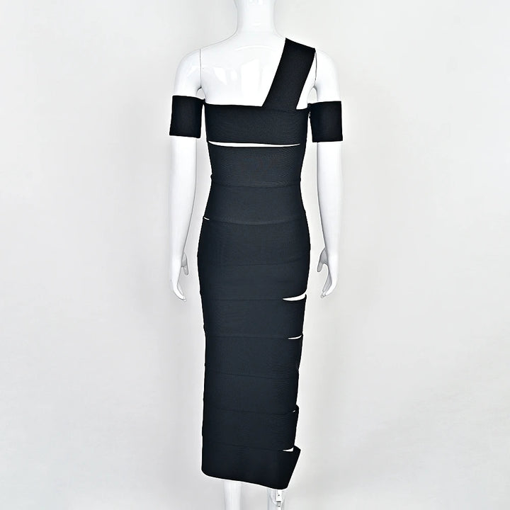 Asymmetrical Off-Shoulder Evening Dress