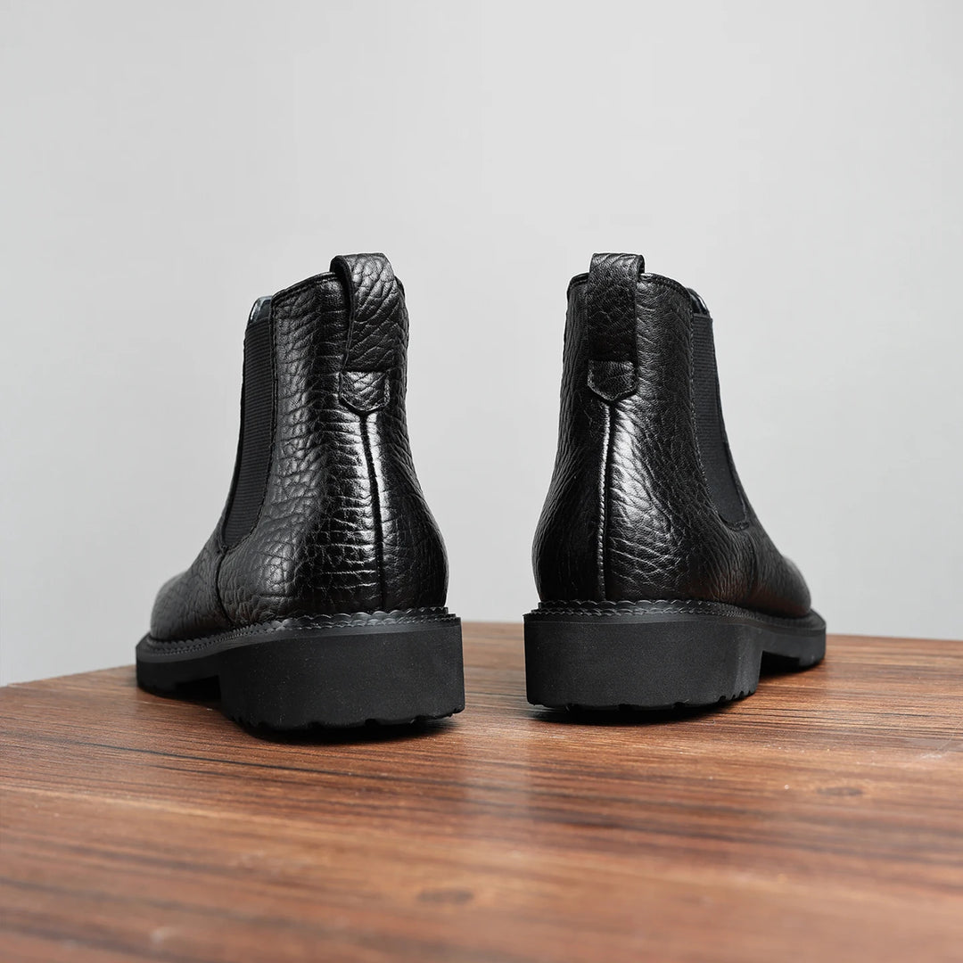 High-Quality Pressed Lychee Pattern Chelsea Boots