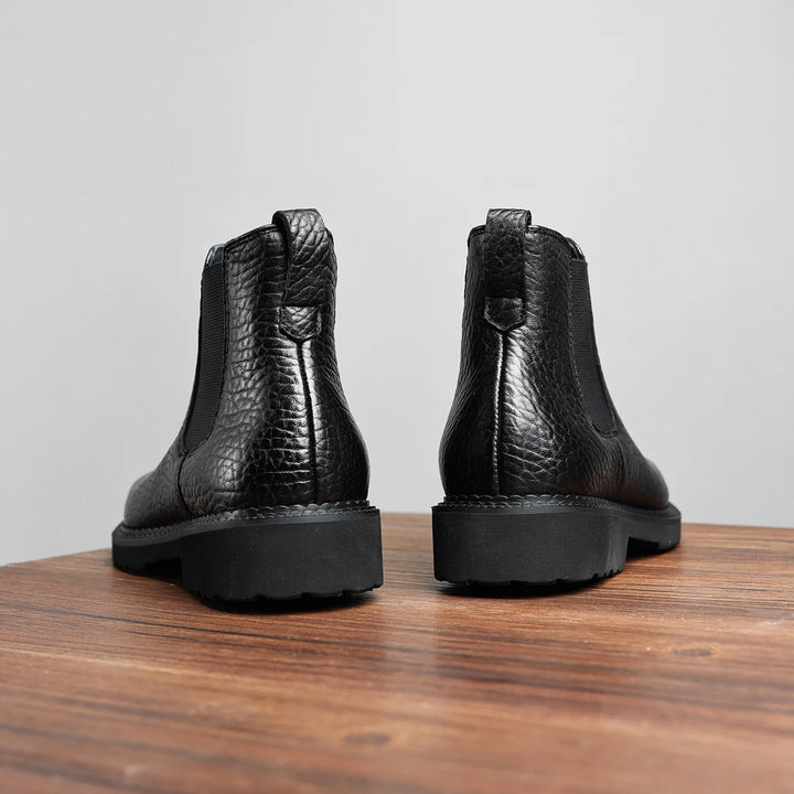 High-Quality Pressed Lychee Pattern Chelsea Boots