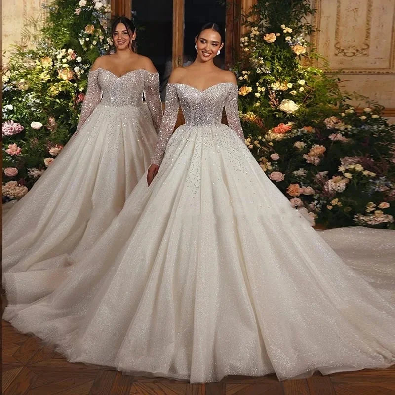 Stunning Backless Glitter Bridal Dress