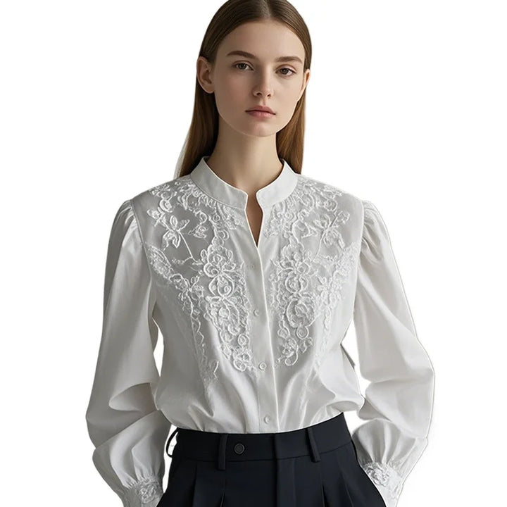 Exquisite Round Neck Embroidered Blouse