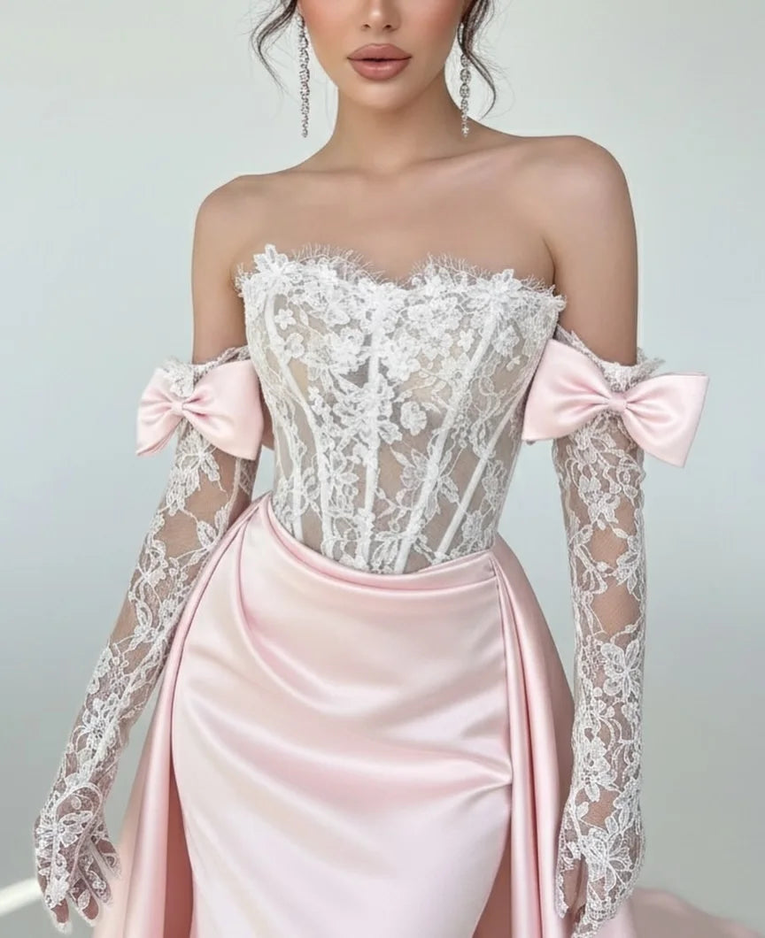 Stunning Lace Corset Prom Dress - With Detachable Train