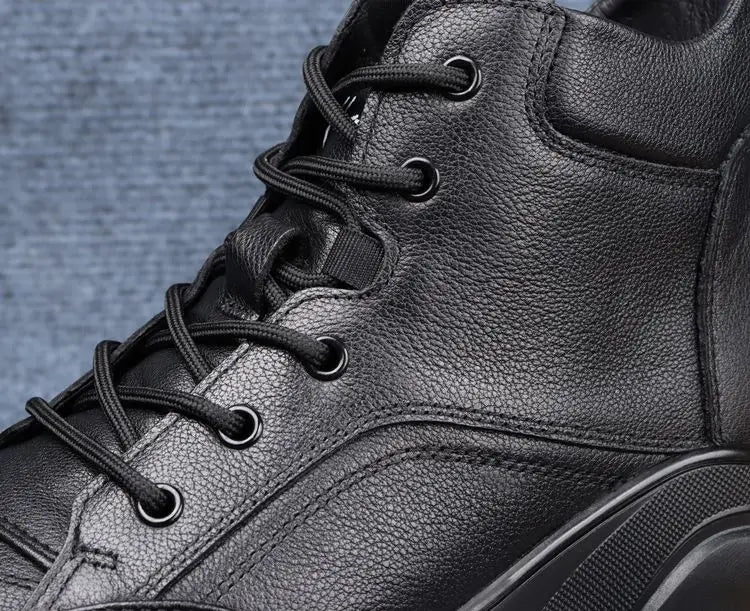 Clever Plush High-Top Leather Sneakers