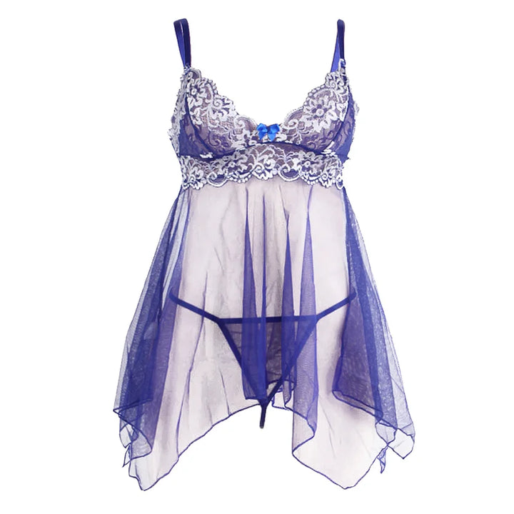 Lace Print Embroidery Suspender Plus Size Nightdress