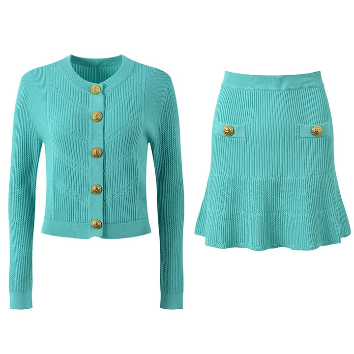 Costume élégant en tricot assorti