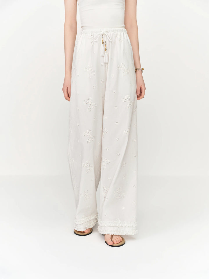 Stunning Wide Leg Cotton Lace Pants