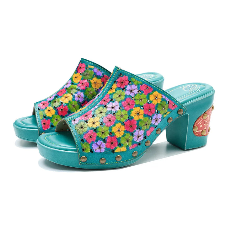 Elegant Hand-Painted Leather Sandals