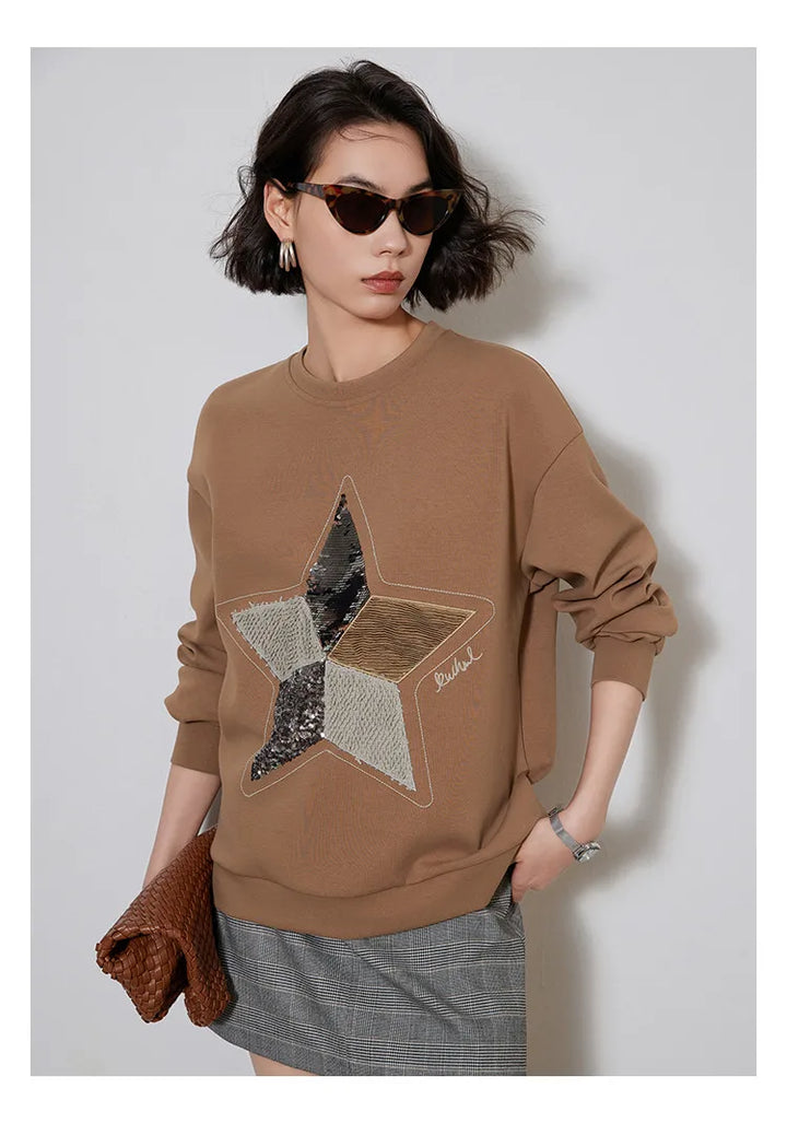 Pentagram Sequin Pullover Tops