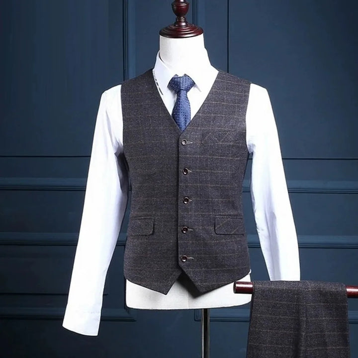 Modern Plaid 3-Piece Men’s Formal Suit