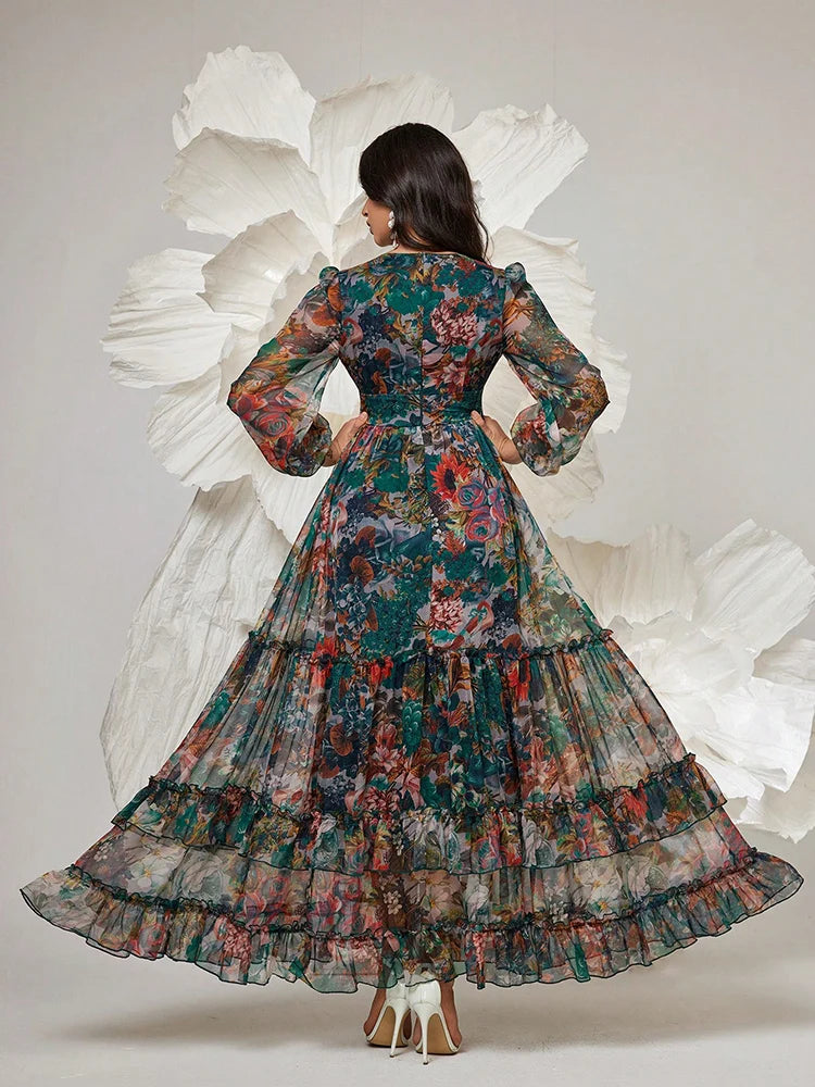 Elegant Frill Trim Vacation Party Dress