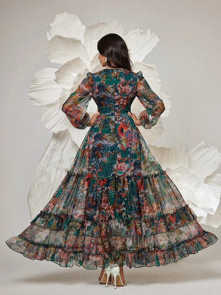 Elegant Frill Trim Vacation Party Dress