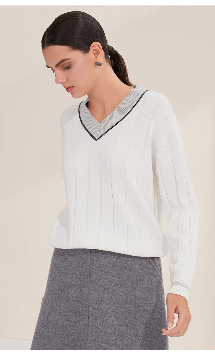 Gorgeous Ribbed Cotton Pullover Sweater