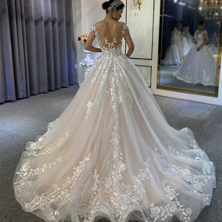Lovely Embroidered Lace Wedding Dress